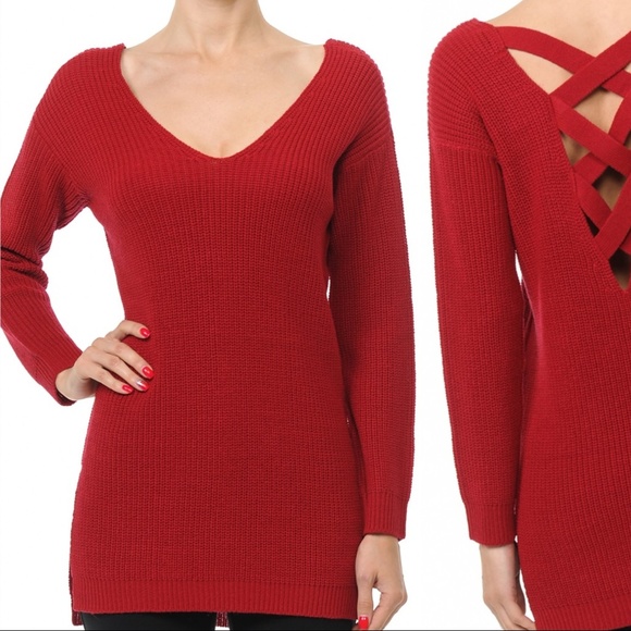 Sweaters - RED KNIT SWEATER